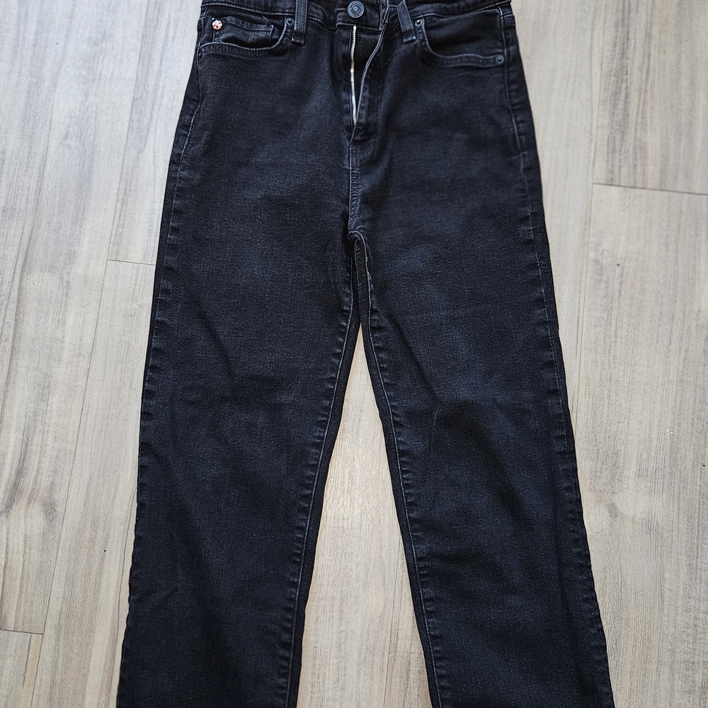 Hudson Noa Midrise Straight Crop Jeans Black Size 28